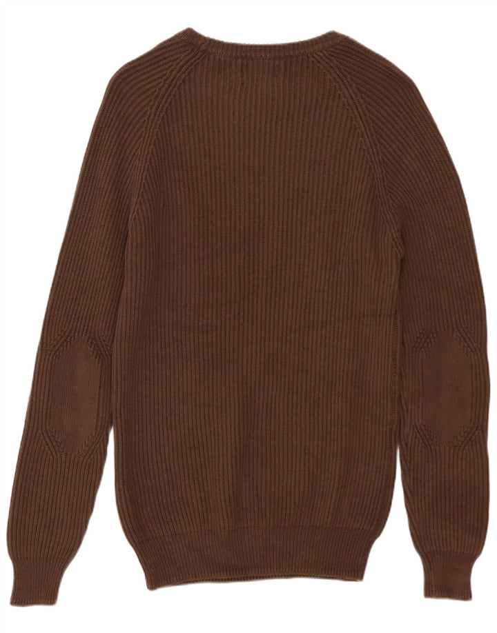 ZARA Herren-Pullover mit U-Boot-Ausschnitt, mittelbraune Baumwolle