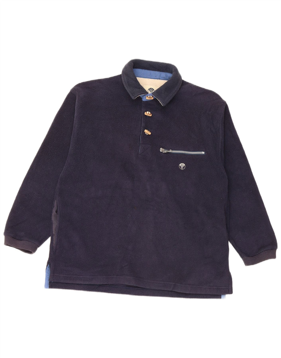 FAT FACE Herren Polartec Loose Fit Polo Neck Fleece Pullover XS Marineblau