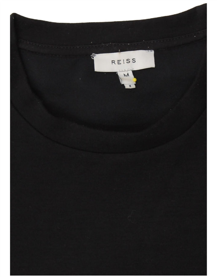 Reiss Damen T-Shirt Top UK 12 Medium Schwarz Polyester