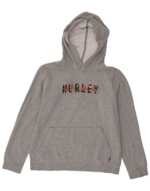 Hurley Damen-Kapuzenpullover mit Grafik, UK 14, Größe L, Grau, Baumwolle