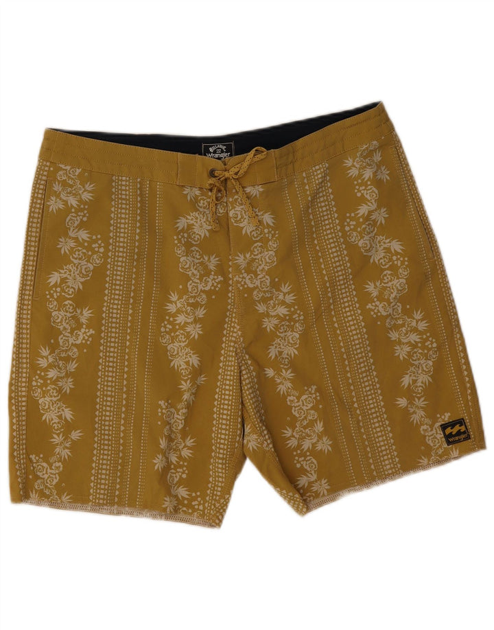 Wrangler Herren-Badeshorts aus mittelgelbem, geblümtem Polyester