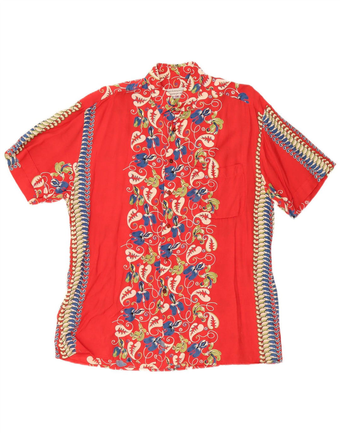 Ciao Herren-Kurzarmhemd, groß, rot, Paisleymuster