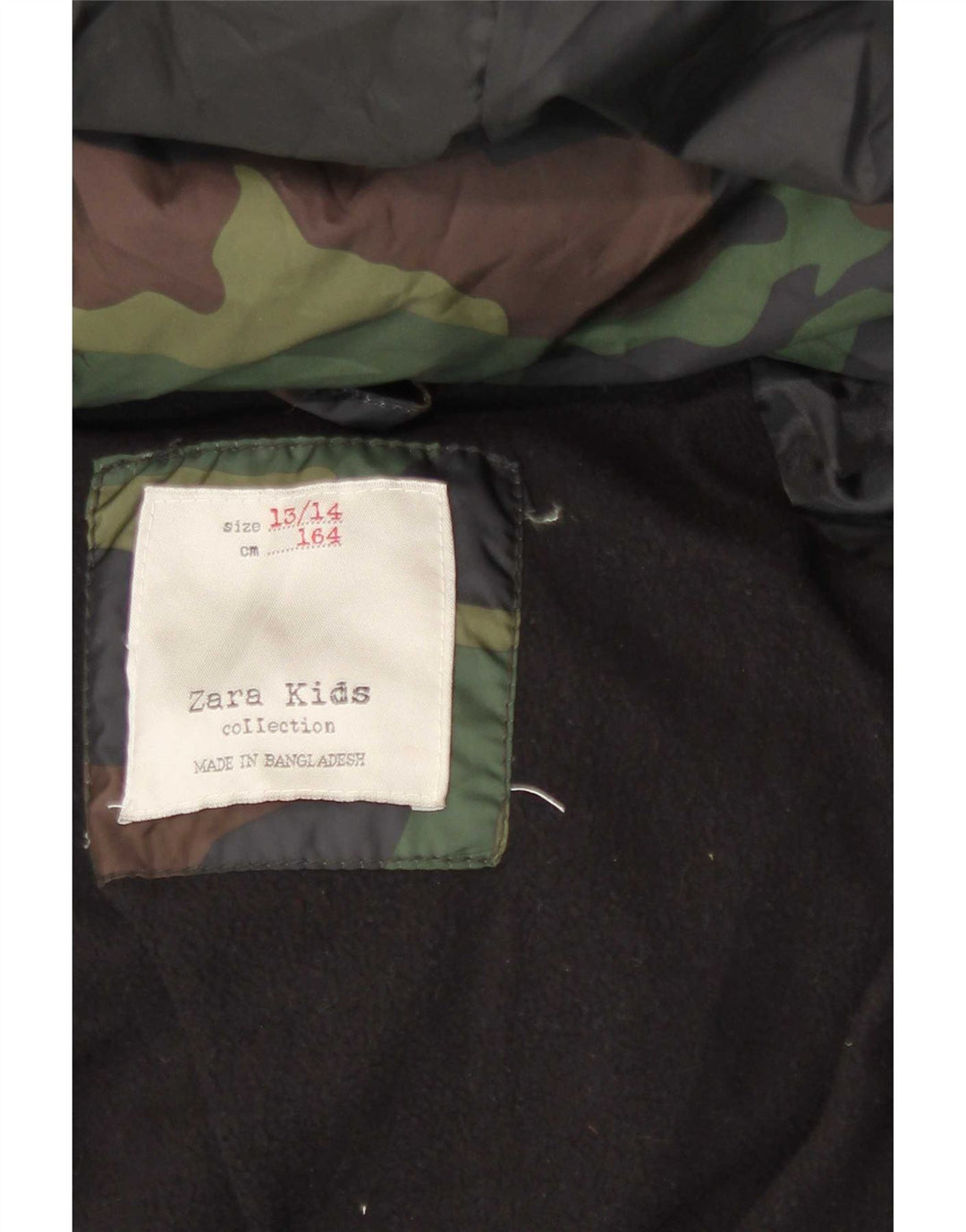 Wattierte Jacke mit Kapuze von Zara für Jungen, 13–14 Jahre, mehrfarbig, Camouflage