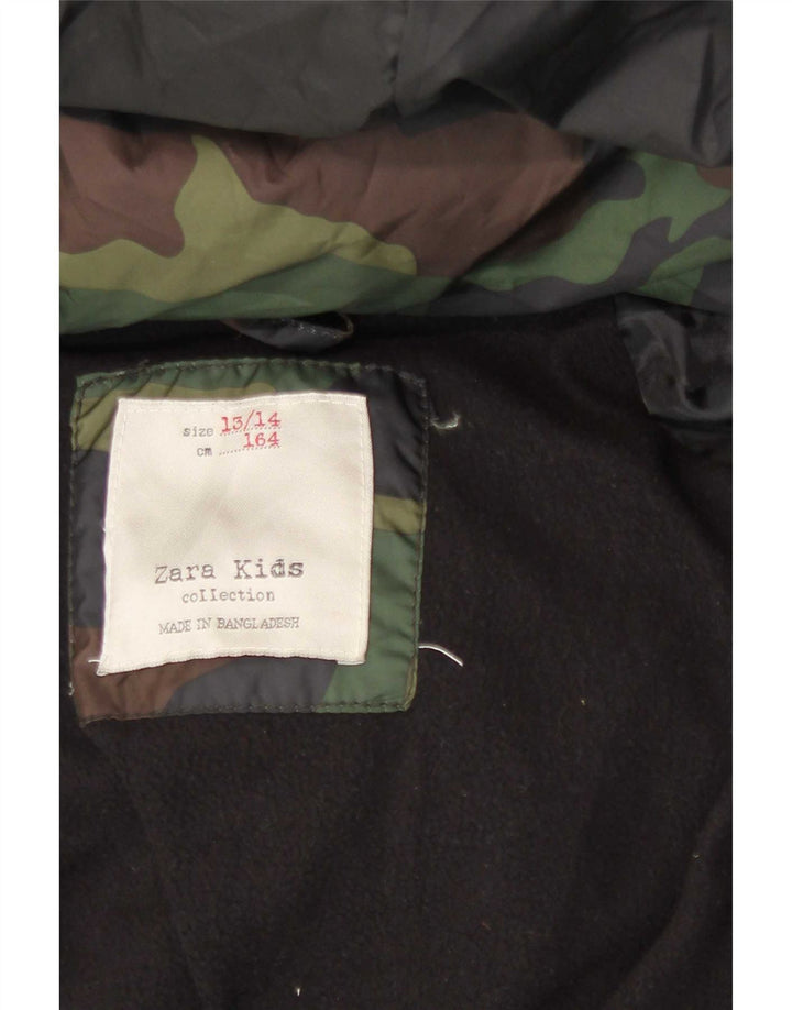 Wattierte Jacke mit Kapuze von Zara für Jungen, 13–14 Jahre, mehrfarbig, Camouflage