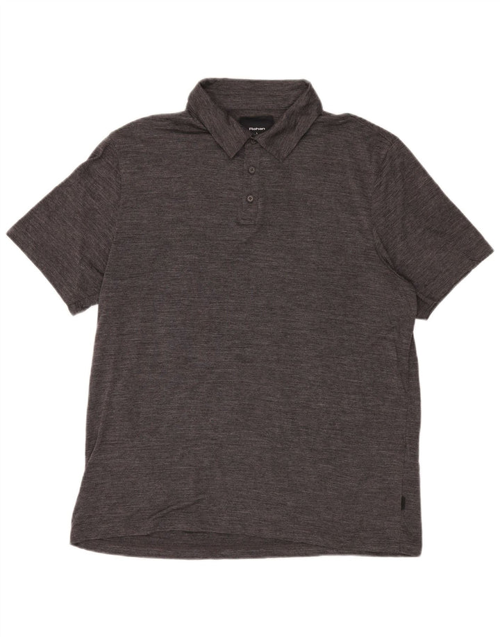 Rohan Herren-Poloshirt, groß, grau gesprenkelte Merinowolle
