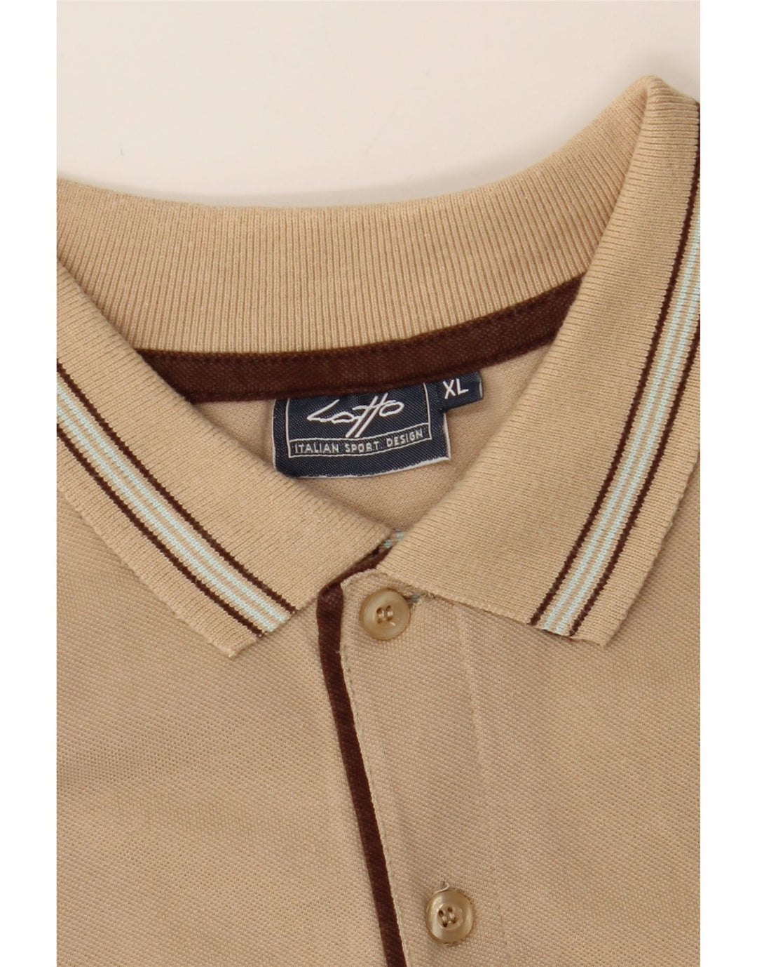 LOTTO Mens Polo Shirt XL Beige Cotton Vintage Lotto and Second-Hand Lotto from Messina Hembry 