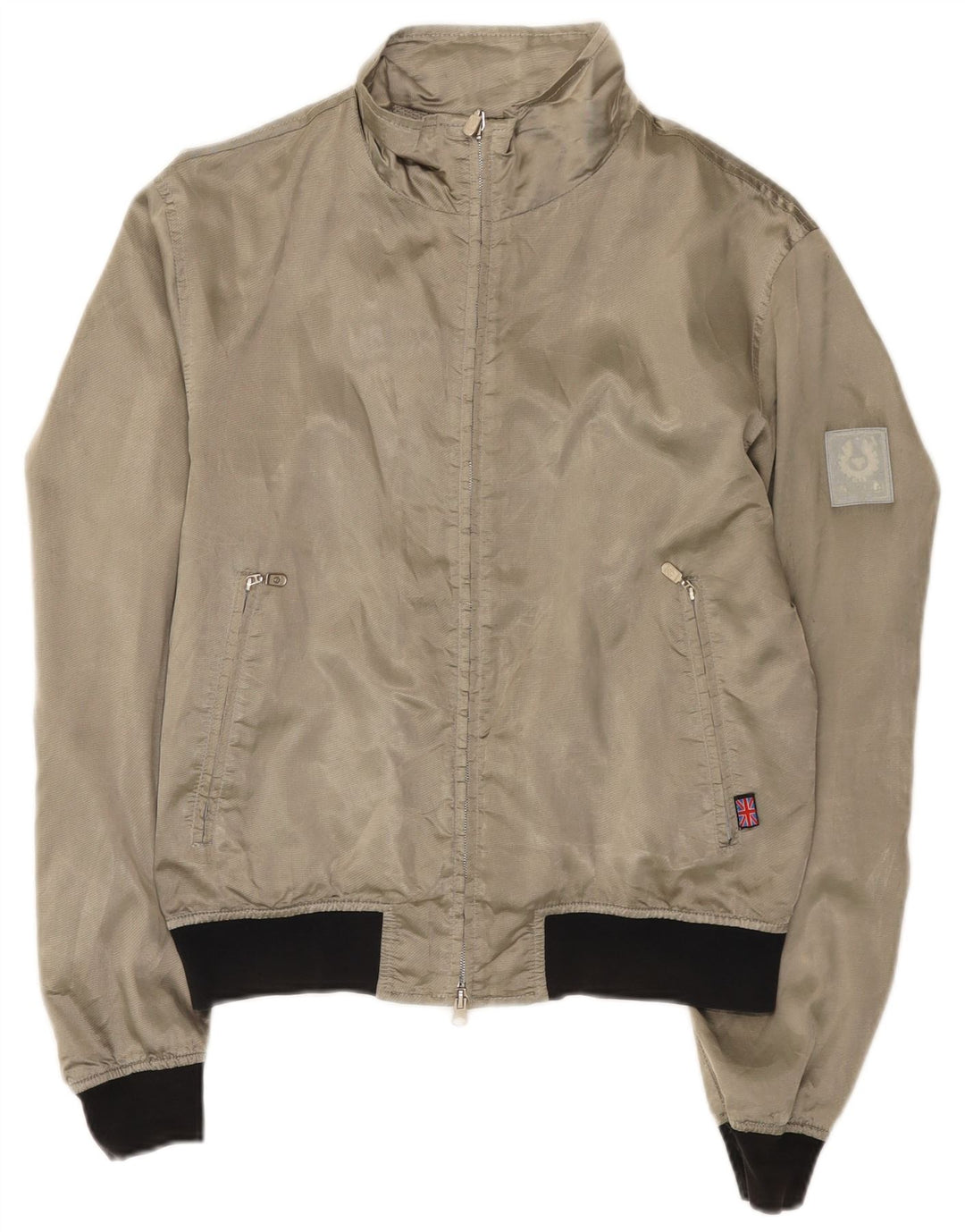 Belstaff Damen Bomberjacke UK 14 Mittelgraues Colourblock-Nylon