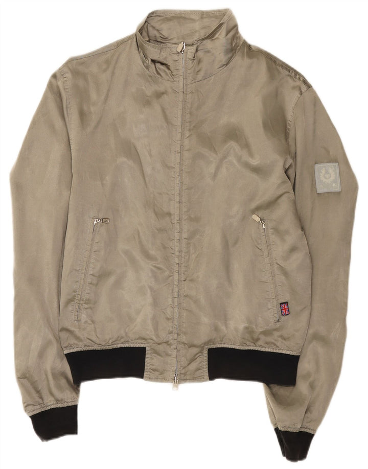 Belstaff Damen Bomberjacke UK 14 Mittelgraues Colourblock-Nylon