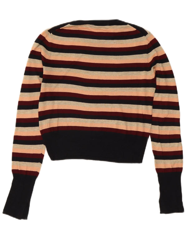 Zara Damen Crop Crew Neck Pullover Pullover UK 10 Small Mehrfarbig gestreift