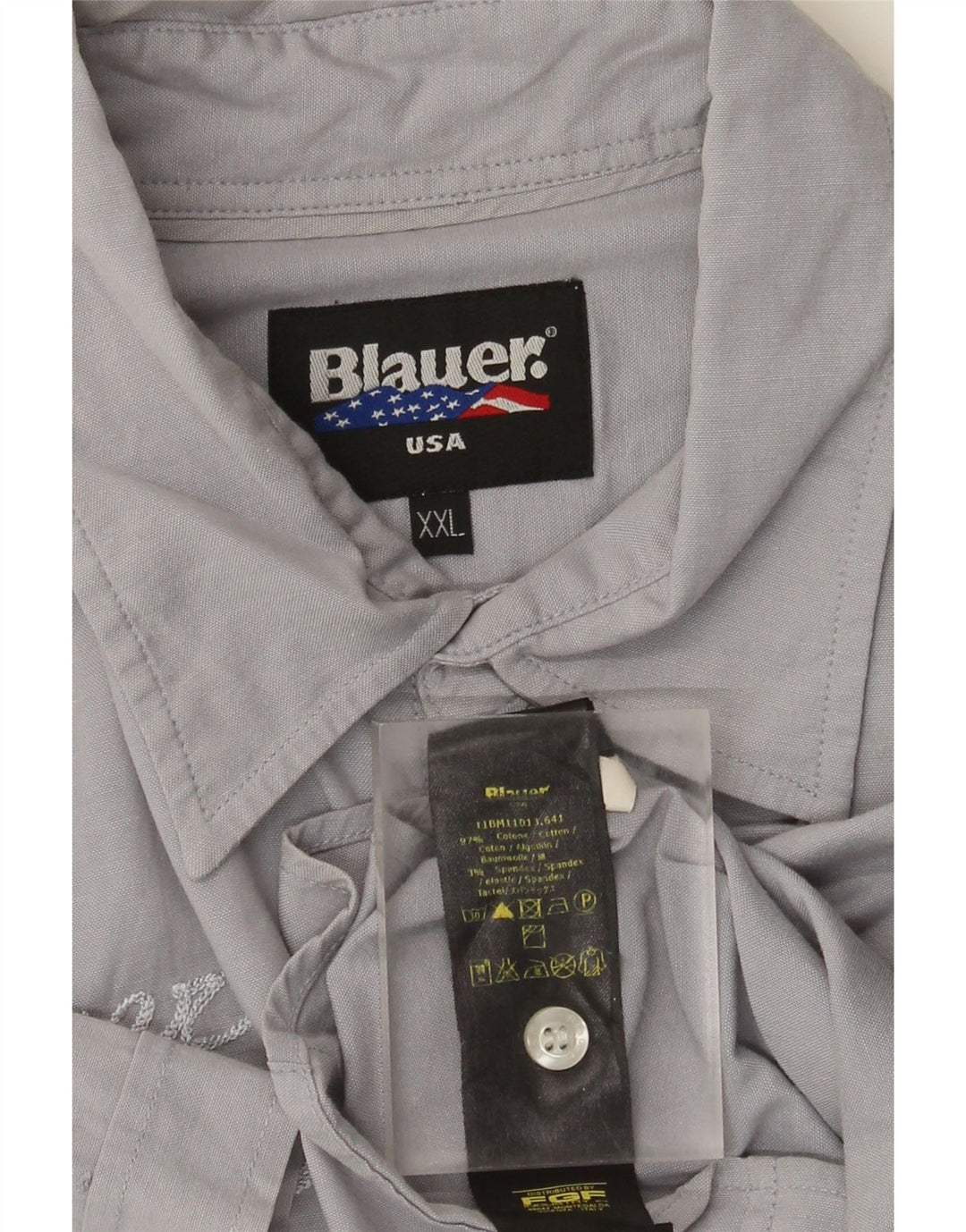 Blauer Herren Graphic Kurzarmhemd 2XL Grau Baumwolle