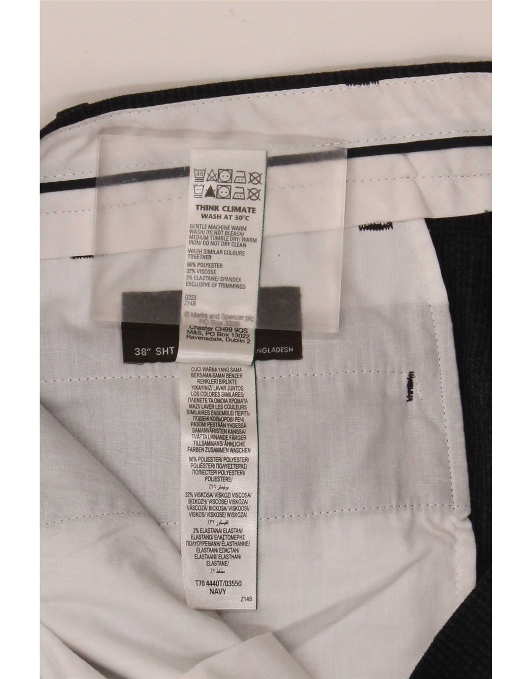 Marks & Spencer Gerade Freizeithose für Herren, W38, L29, Marineblau, Polyester