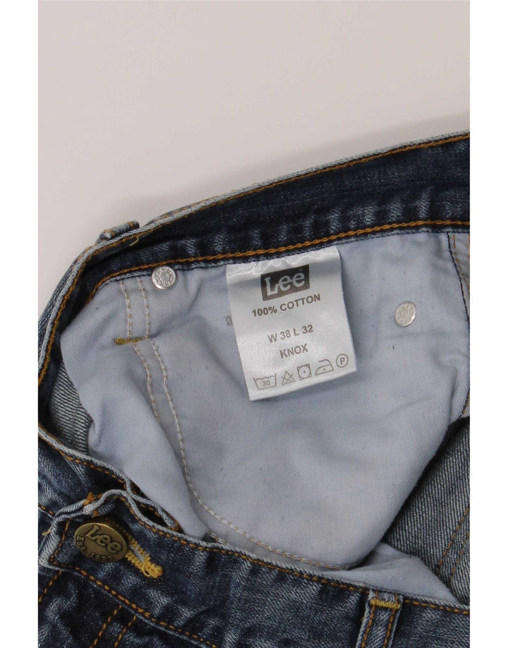 Lee Herren Knox Distressed Straight Jeans W38 L32 Blaue Baumwolle