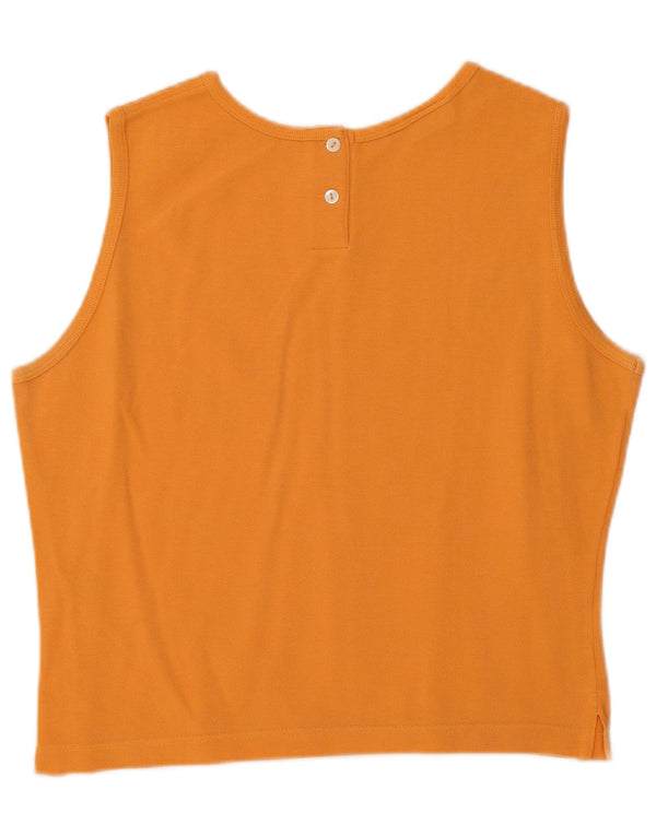 Lacoste Damen Crop Vest Top Größe 46 XL Orange Baumwolle