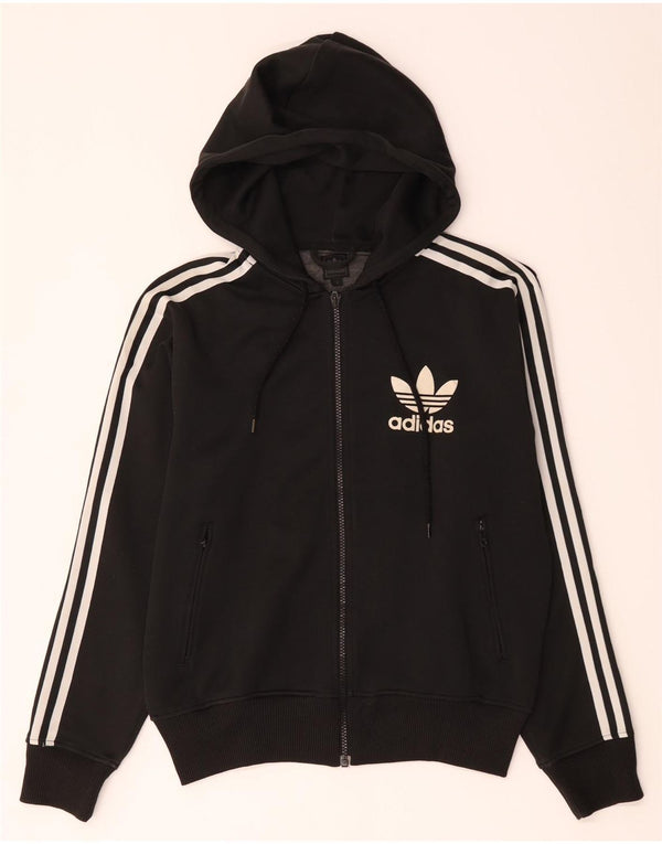 Adidas Damen Zip Hoodie Pullover UK 16 Large Schwarz Polyester