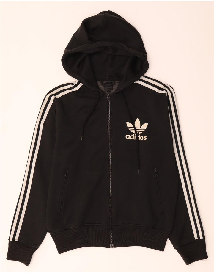 Adidas Damen Zip Hoodie Pullover UK 16 Large Schwarz Polyester