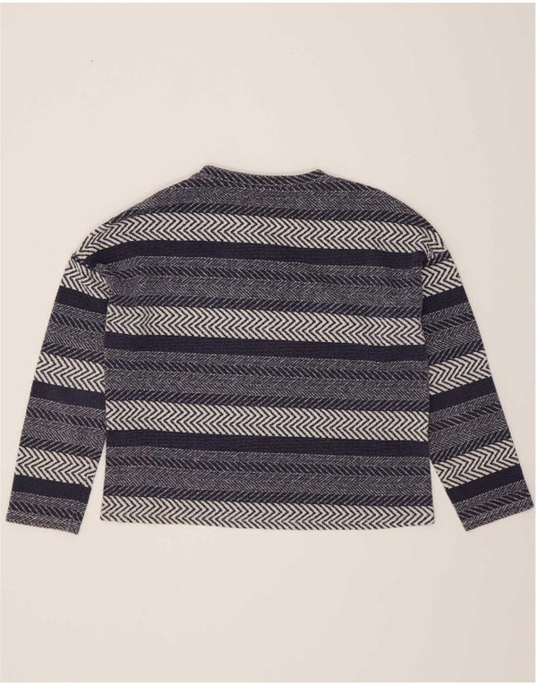 Zara Damen Trafaluc Top Langarm UK 10 Small Marineblau gestreift