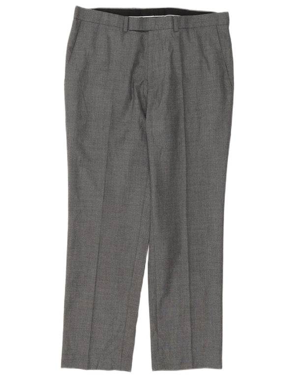 Gerade Herren-Anzughose von Marks & Spencer, W34, L29, grau, Polyester