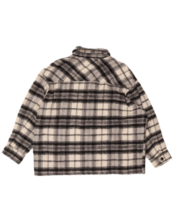 Übergroßes Overshirt-Flanellhemd von ZARA für Damen, Gr. 16, groß, schwarz kariert