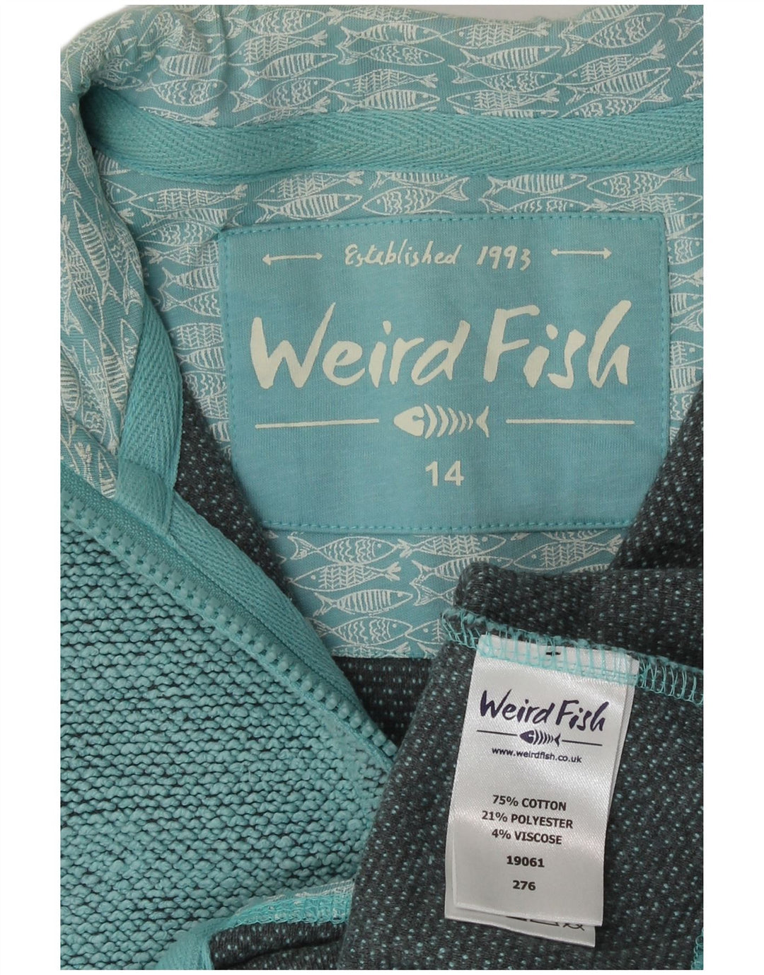 Weird Fish Damen-Trainingsanzug-Oberteil, Jacke, UK-Größe 44, Größe L, Blau, Baumwolle