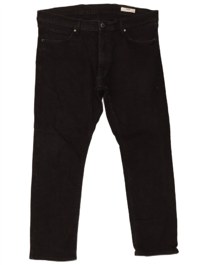 Marks & Spencer Slim-Jeans für Herren, W38, L29, schwarze Baumwolle
