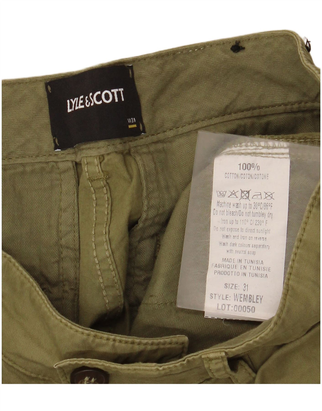 Lyle & Scott Herren-Cargoshorts mit normaler Passform, W31, mittlere Khaki-Baumwolle