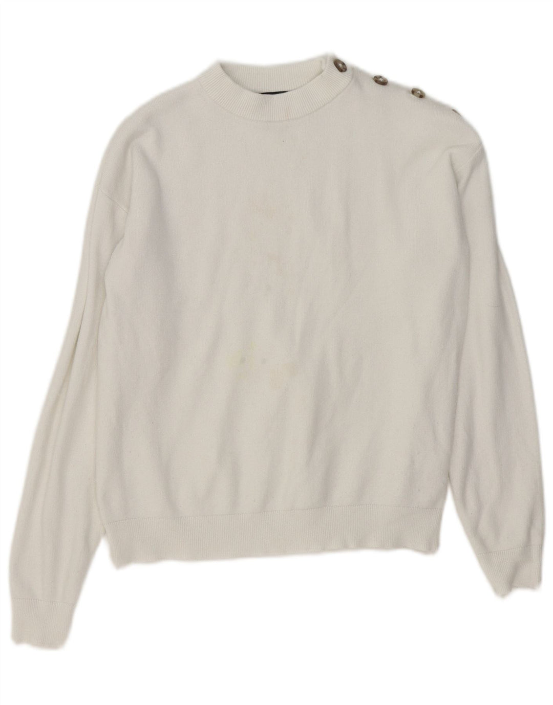Marks & Spencer Damen-Pullover mit Rundhalsausschnitt, Gr. 10, Größe S, weiße Viskose