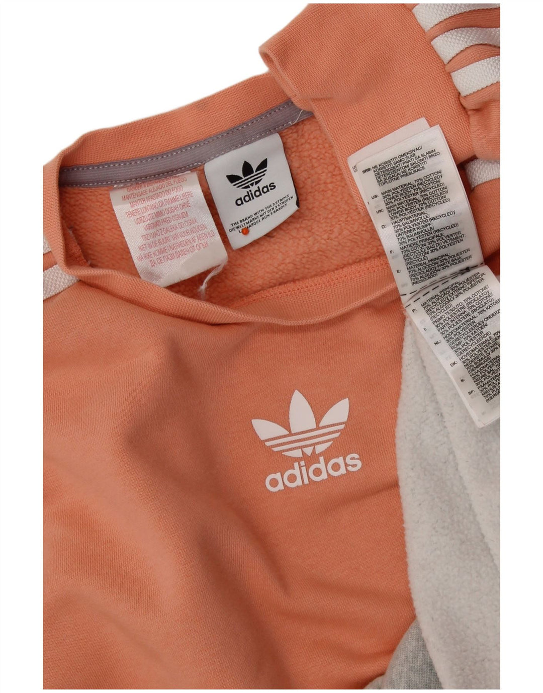 ADIDAS Damen Sweatshirt Pullover UK 12 Medium Orange Colourblock Baumwolle