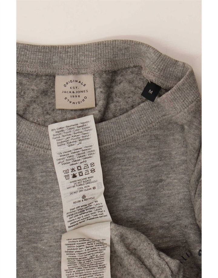Jack & Jones Herren-Sweatshirt-Pullover aus mittelgrau gefleckter Baumwolle