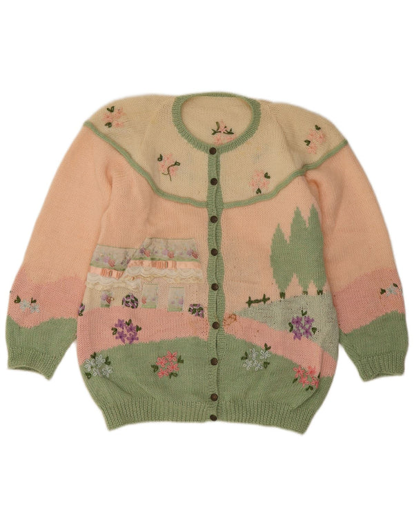 Vintage Damen Cardigan Pullover UK 18 XL Mehrfarbige Farbblock-Neuheit