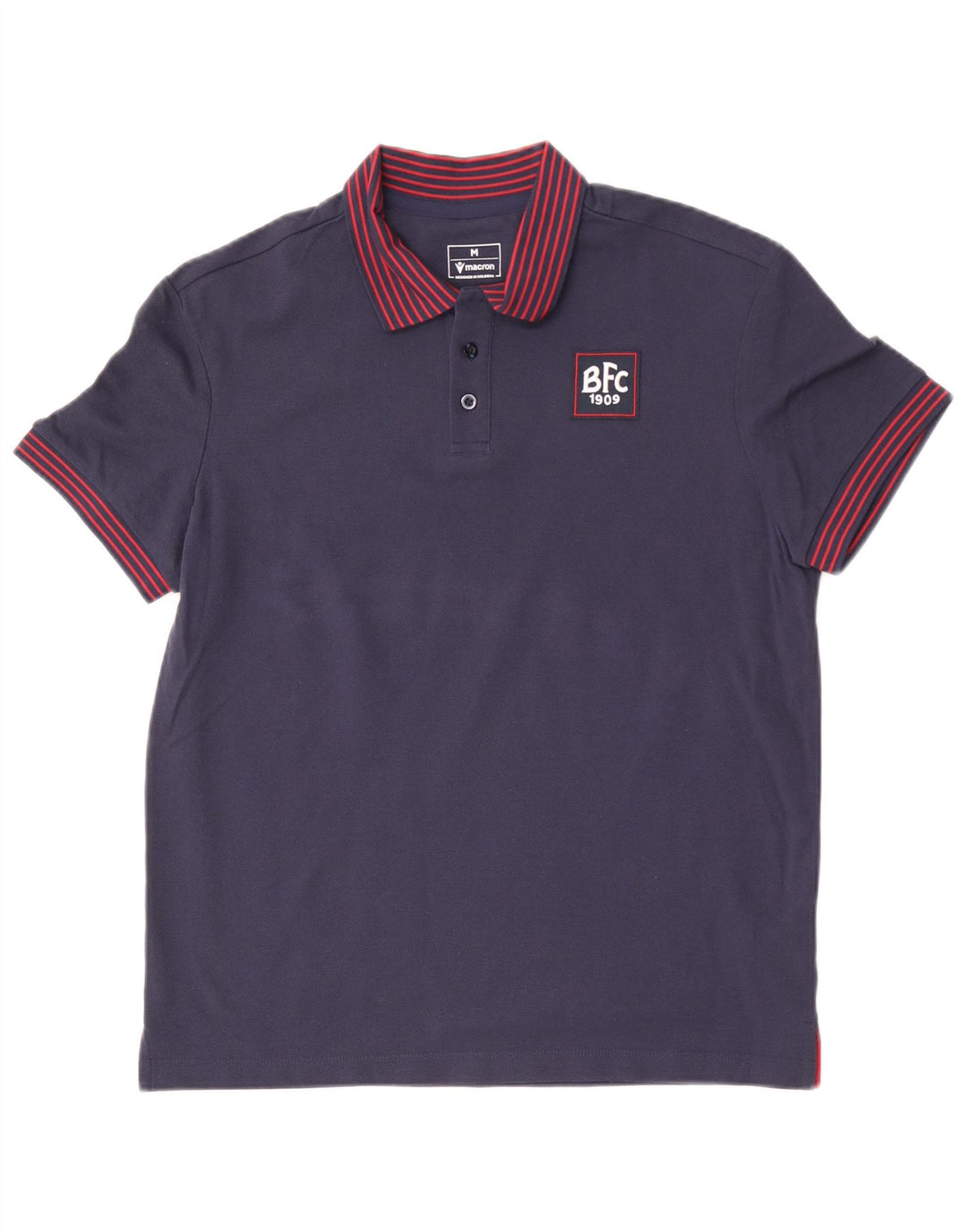 Macron Herren-Poloshirt aus mittelblauer, gestreifter Baumwolle