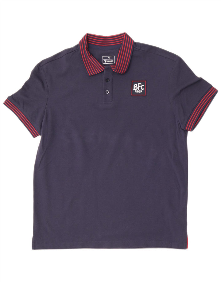 Macron Herren-Poloshirt aus mittelblauer, gestreifter Baumwolle