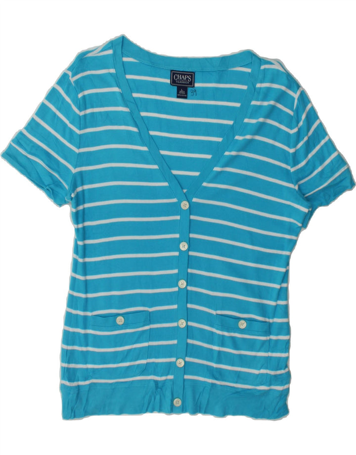 CHAPS Womens Cardigan Top UK 16 Large Blue Striped Cotton Vintage Chaps and Second-Hand Chaps from Messina Hembry 