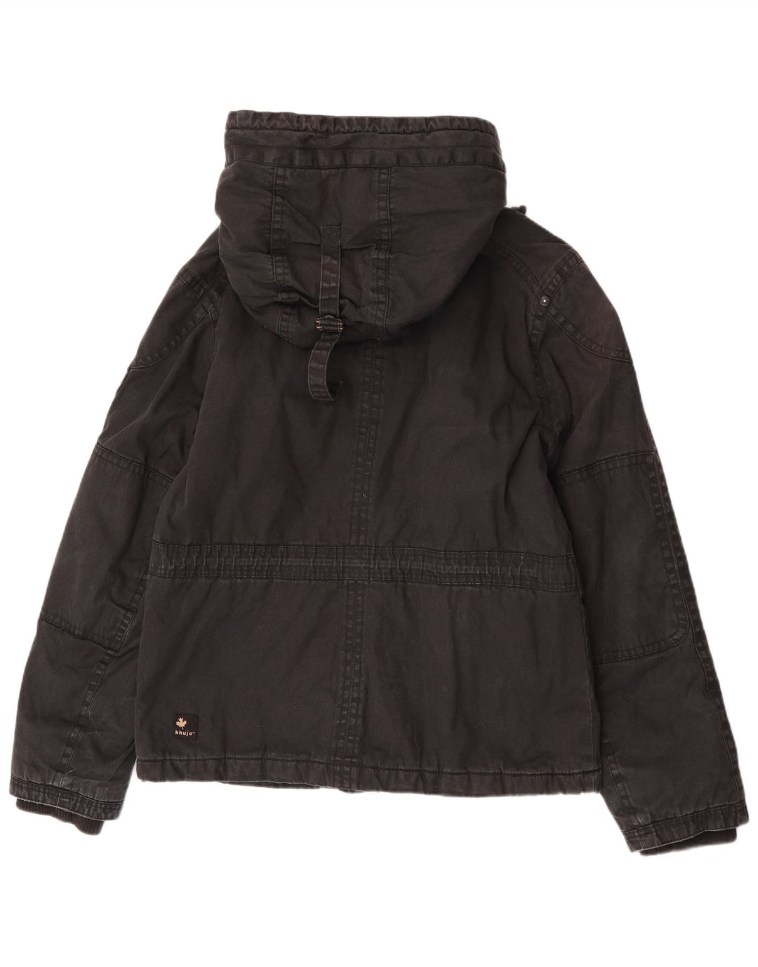 KHUJO Herren-Utility-Jacke mit Kapuze, Größe 40, Schwarz