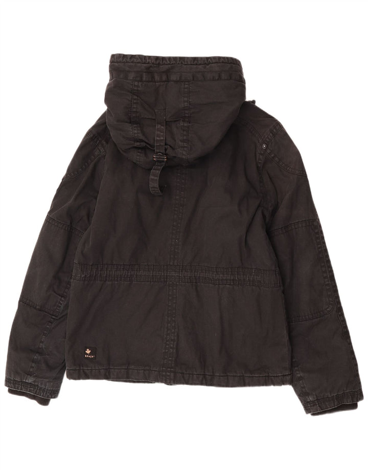 KHUJO Herren-Utility-Jacke mit Kapuze, Größe 40, Schwarz