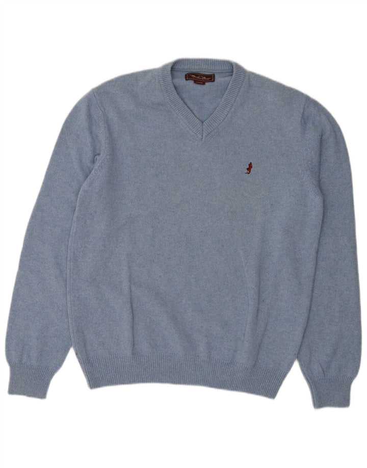 MARLBORO CLASSICS Herren-Pullover mit V-Ausschnitt, große blaue Wolle
