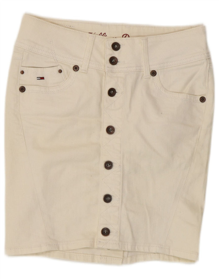 Tommy Hilfiger Damen Jeansrock W28 Mittelweiße Baumwolle