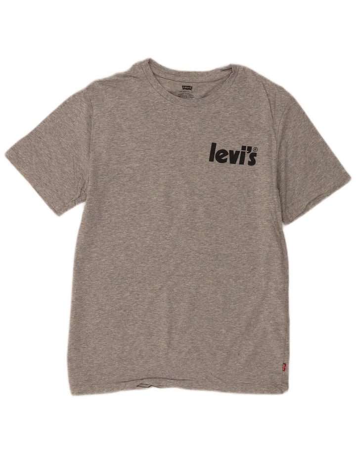 Levi's Herren-T-Shirt mit Grafik, Größe S, grau gesprenkelte Baumwolle