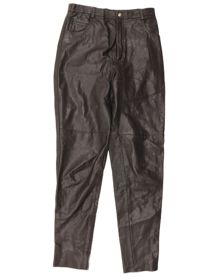 VINTAGE Damenhose mit hoher Taille, IT 46, groß, W28, L32, schwarzes Leder