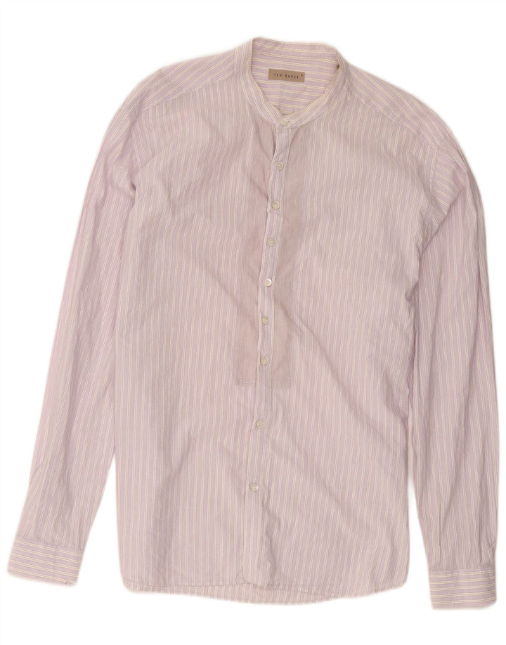 Ted Baker Herrenhemd Größe 6 2XL Rosa gestreifte Baumwolle