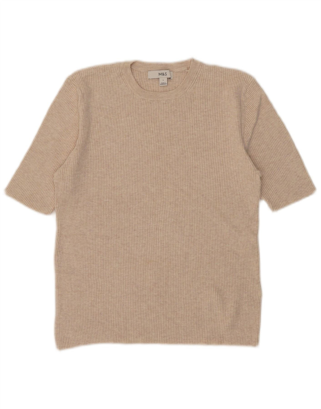 MARKS & SPENCER Damen T-Shirt Top UK 14 Large Beige Viskose