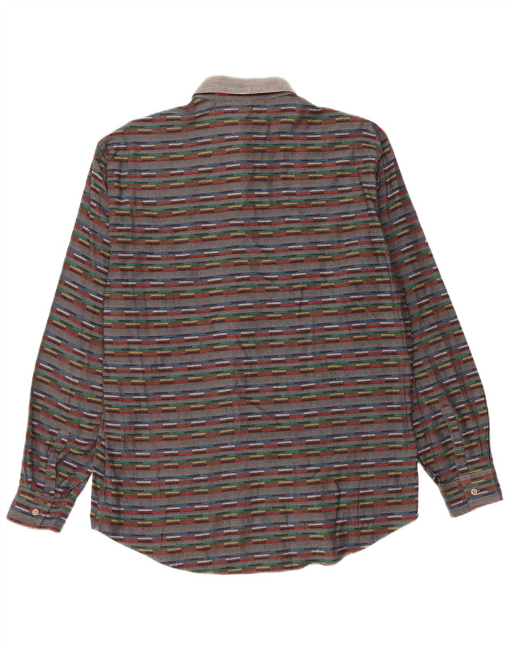 Vintage Herrenhemd Größe 41 16 Große grau gestreifte Baumwolle