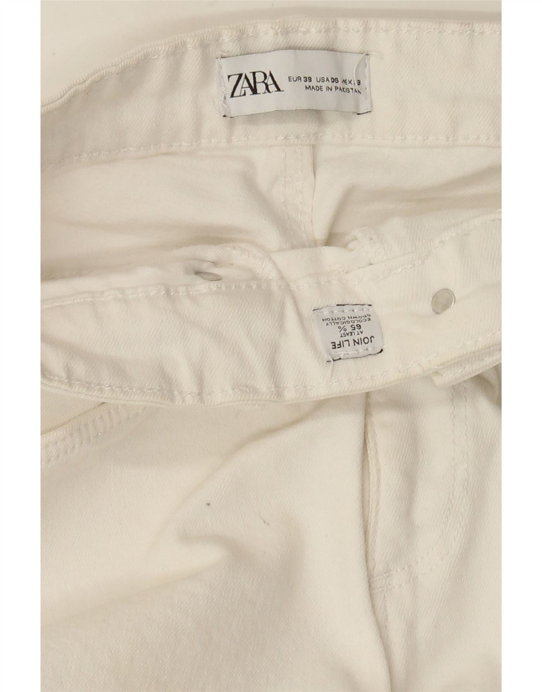 Zara Damen Schlagjeans EU 38 Small W28 L26 Weiße Baumwolle