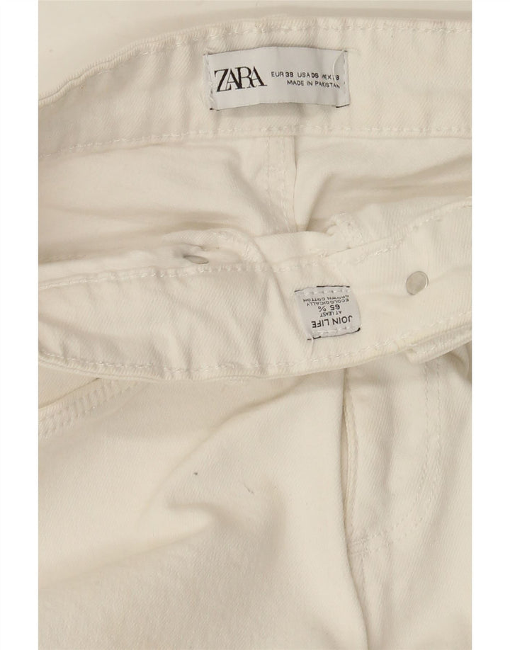 Zara Damen Schlagjeans EU 38 Small W28 L26 Weiße Baumwolle