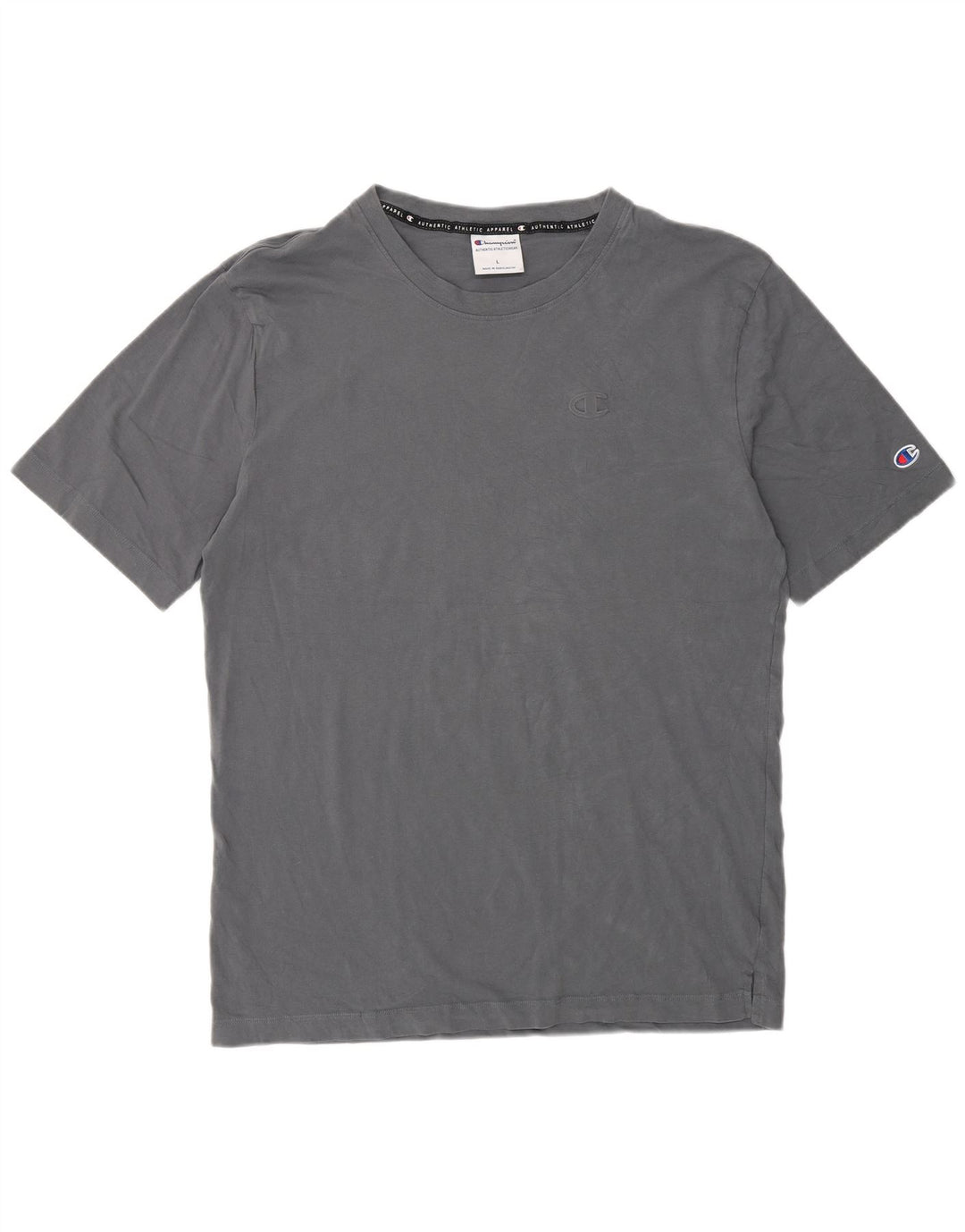 Champion Herren Regular T-Shirt Top Large Grau Baumwolle