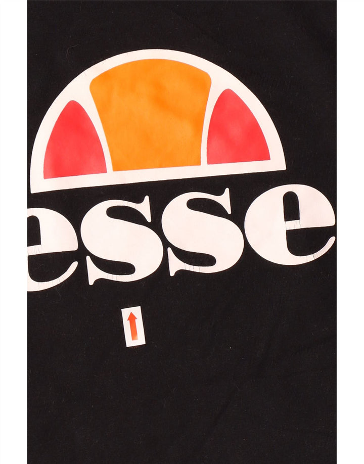ELLESSE Womens Oversized Graphic Top Long Sleeve UK 10 Small Black Cotton