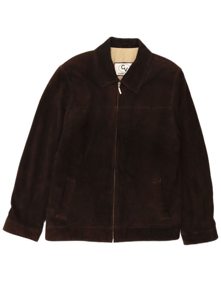 Vintage Herren Wildleder Bomberjacke UK 40 Großes braunes Leder