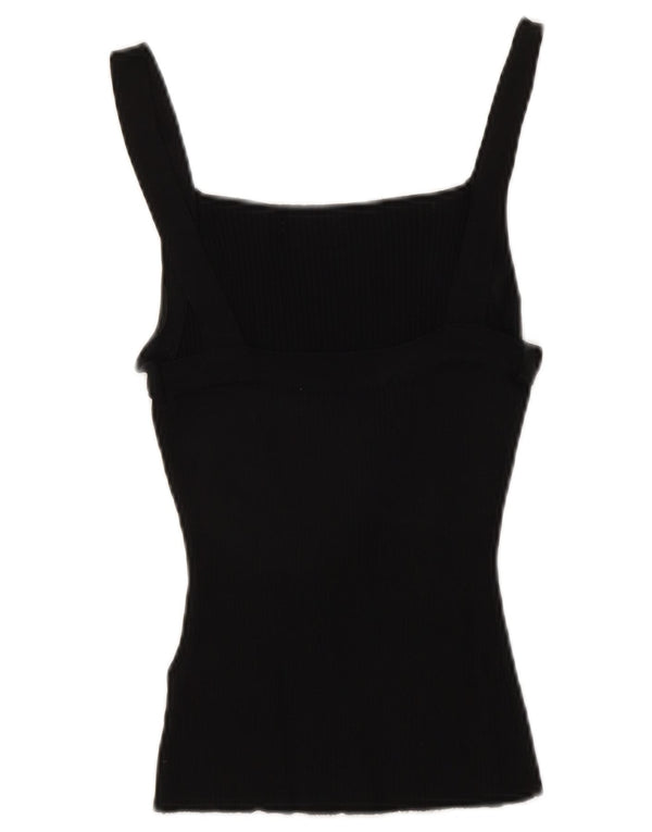 Zara Damen Crop Cami Top UK 12 Mittelschwarze Viskose