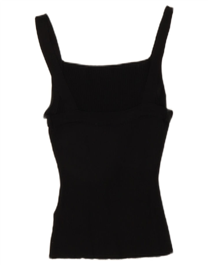 Zara Damen Crop Cami Top UK 12 Mittelschwarze Viskose