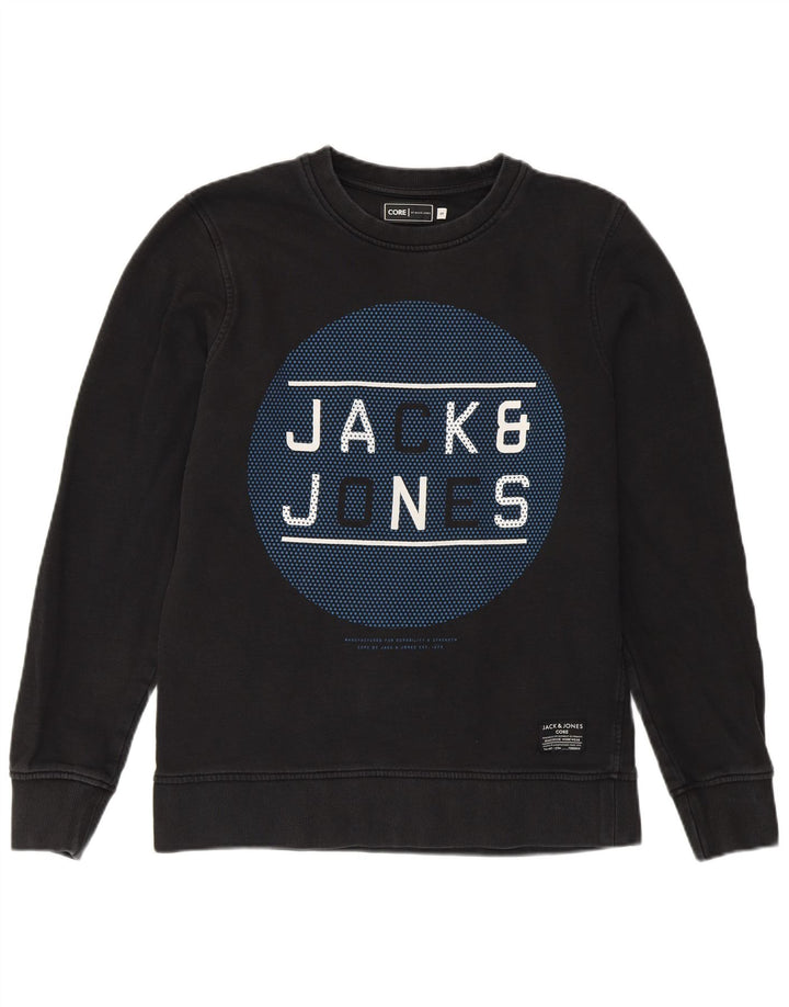 Jack & Jones Herren-Sweatshirt mit Grafik, Größe S, schwarze Baumwolle