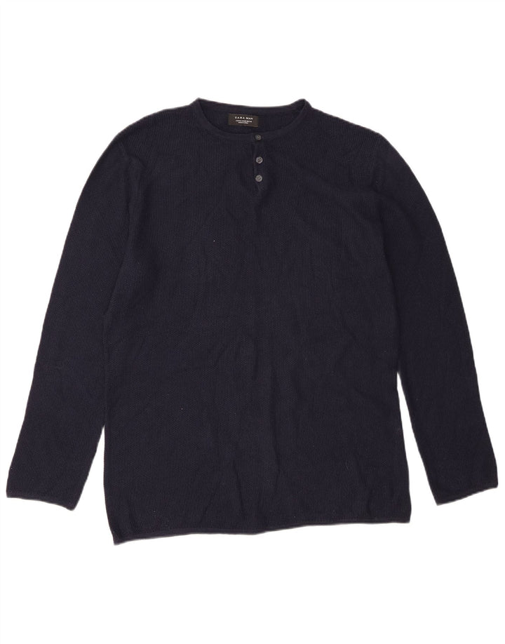 Zara Herren-Oberteil, langärmelig, mittelgroß, Marineblau